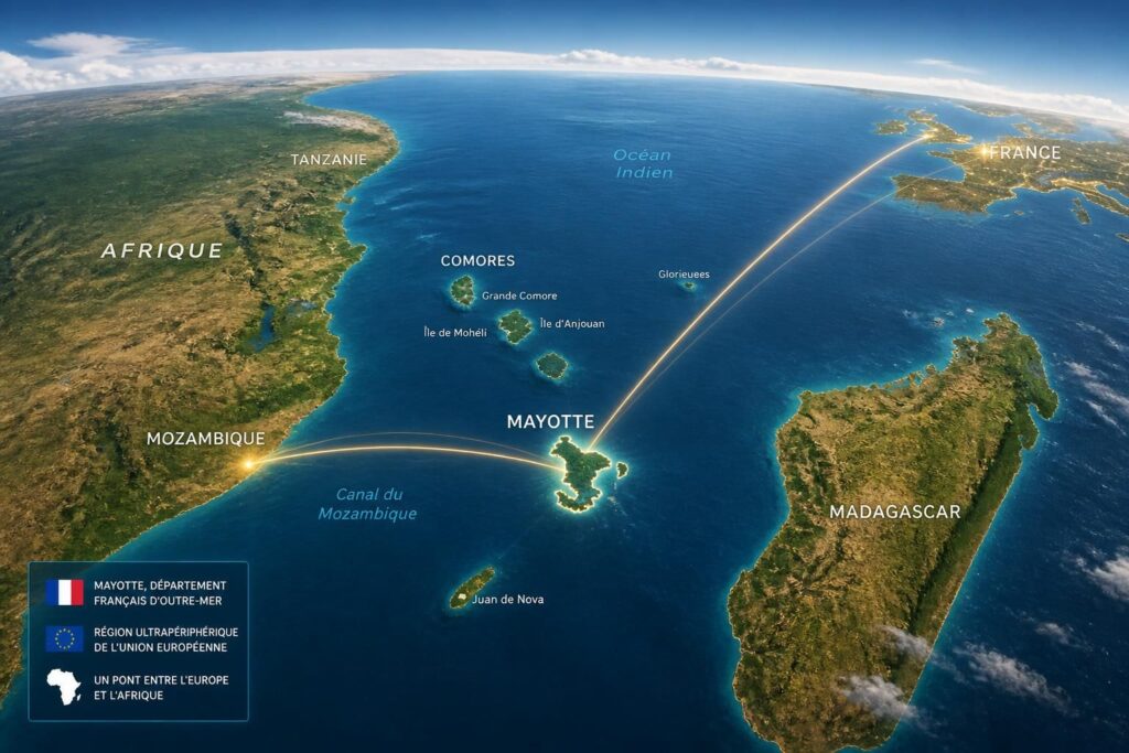 découvrez la carte de mayotte, sa situation géographique stratégique entre la france et l'afrique, et les liens culturels et historiques qui unissent cette île à ces deux continents.
