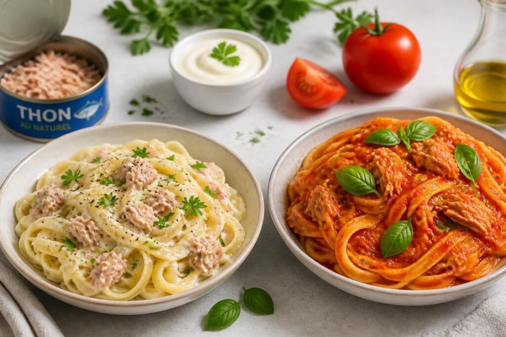 découvrez nos recettes faciles de pâtes au thon, à la crème ou à la sauce tomate, pour des repas rapides et savoureux à partager en famille.