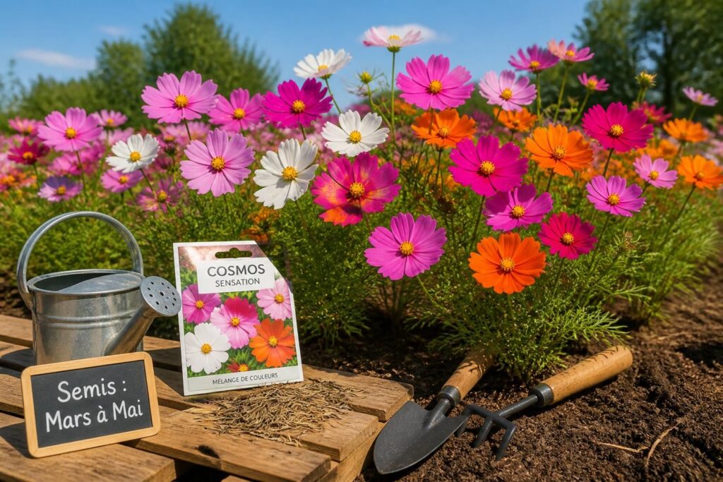 découvrez nos conseils pratiques pour réussir vos semis de cosmos sensation et créer un magnifique massif de fleurs colorées et faciles à entretenir.