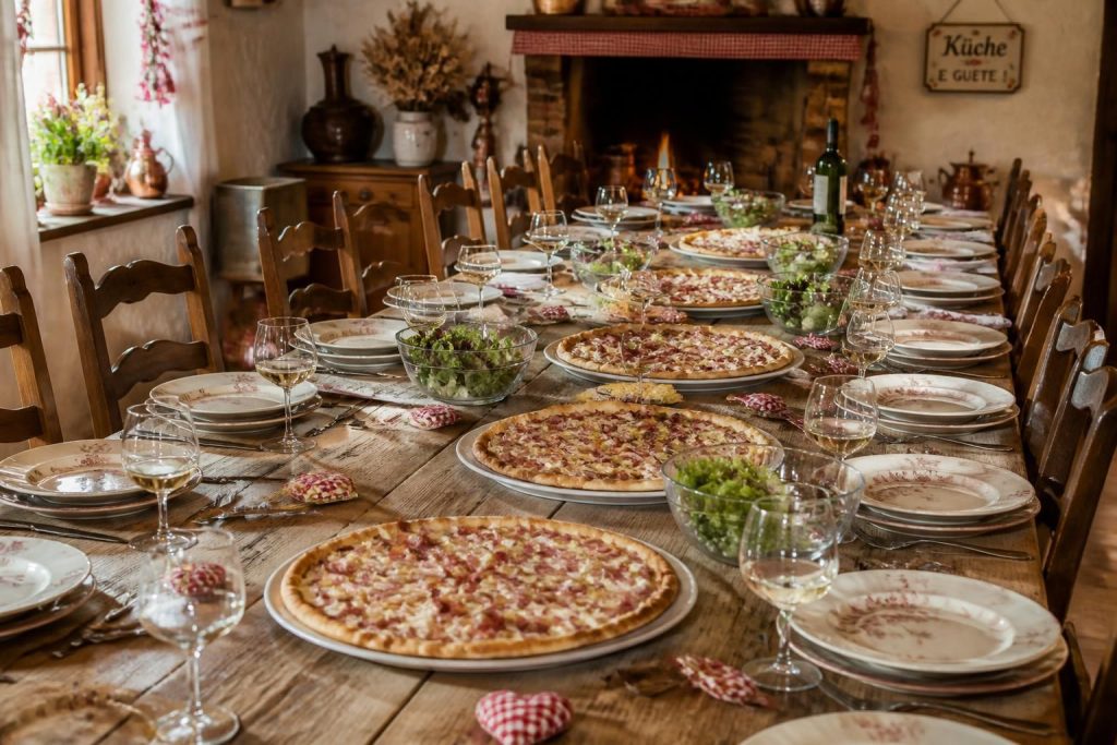 découvrez nos recettes et conseils pour préparer une tarte flambée délicieuse et généreuse, parfaite pour régaler 20 personnes lors de votre grand repas.